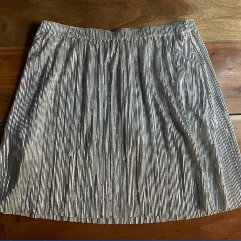 BCBG Silver Metallic Mini Skirt NWT Med